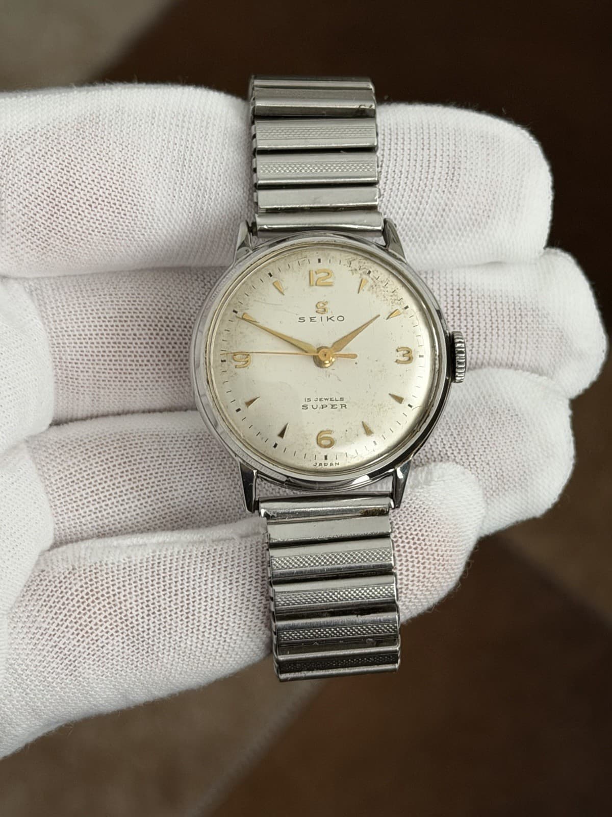 Seiko Super 12074 Men’s Vintage Seikosha 15J Manual Classic Dress Watch JDM 50s