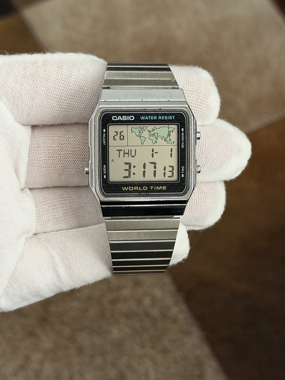 Rare Vintage Casio World Time A300U Men’s Digital Watch Module 643 JDM 1980s - Image 1