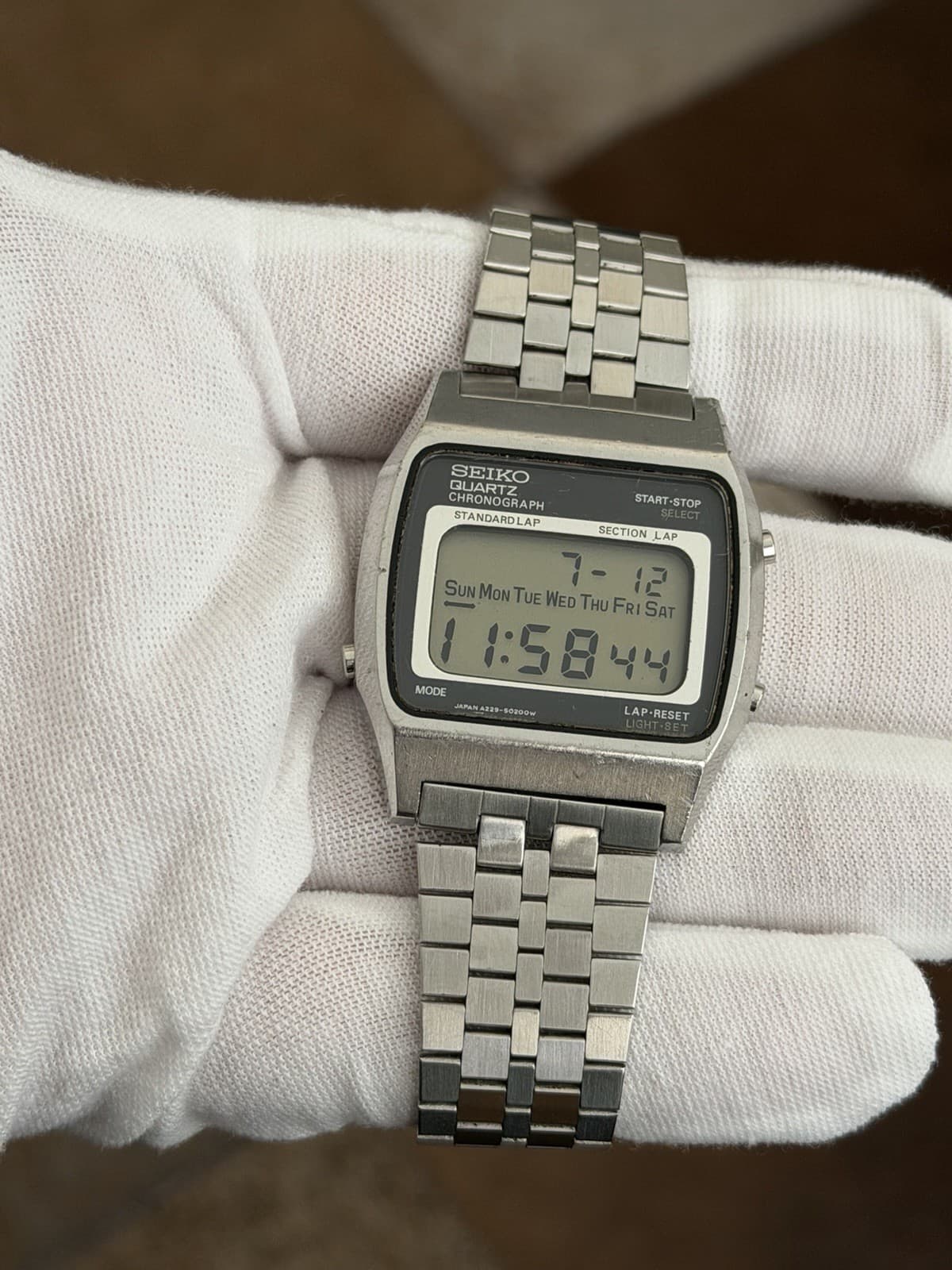 Rare Vintage Seiko Quartz Chronograph A229-5010 LCD Digital Sports Watch JDM 70s