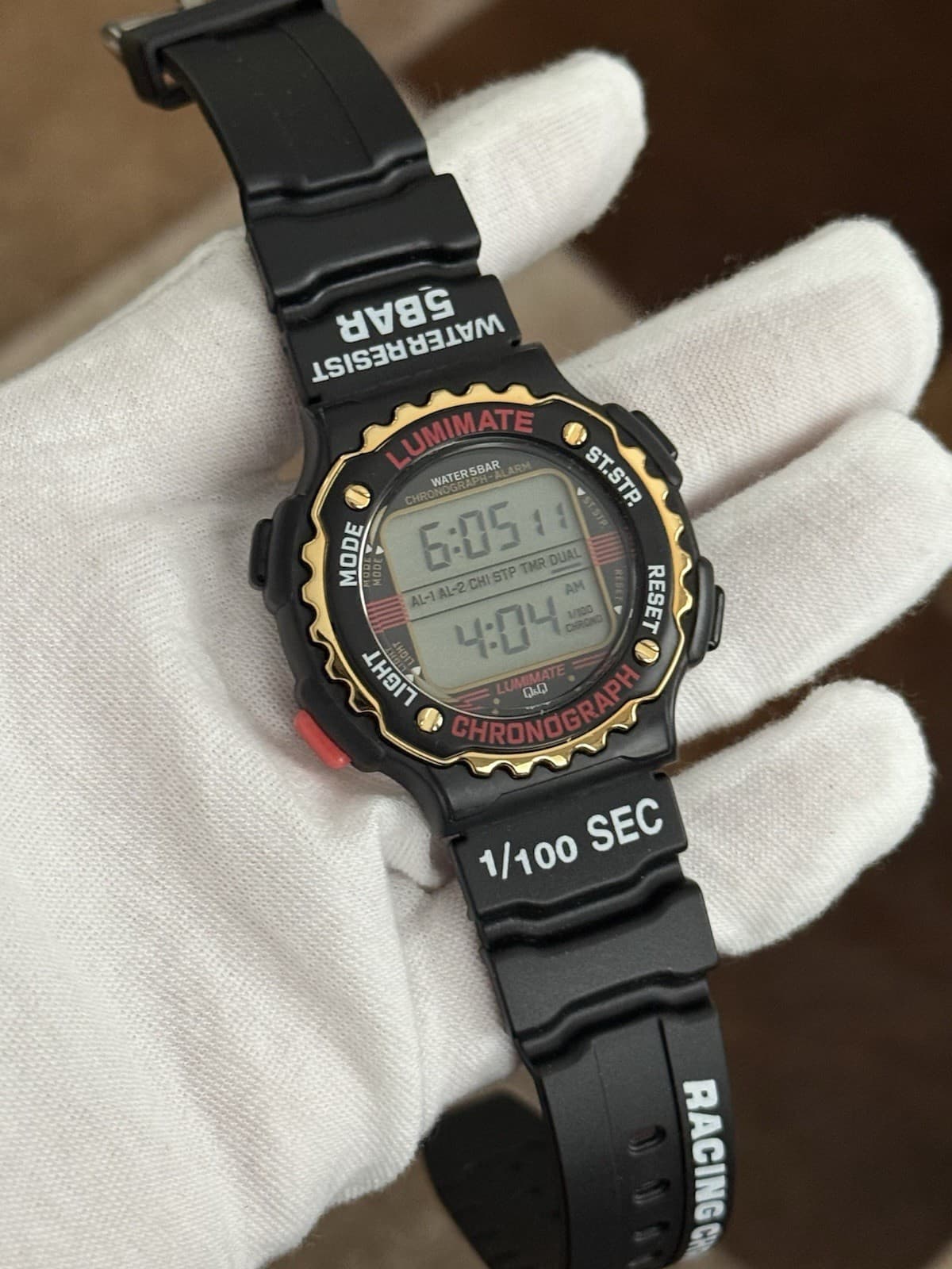 Rare Vintage Citizen Q&Q Racing Men’s Digital Chronograph Sports Watch JDM 1990s - Image 1