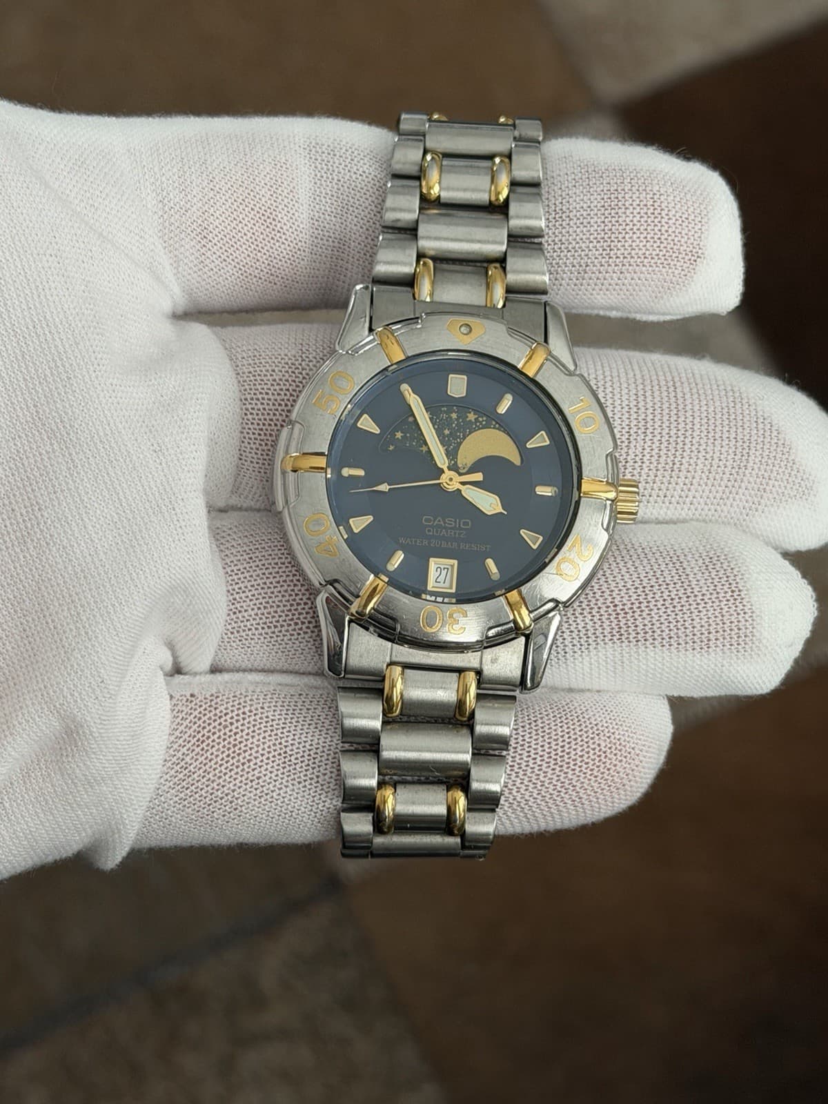 Rare Vintage Casio Moon Phase MD-717 Men’s Quartz Sports Watch JDM 1980s - Image 1
