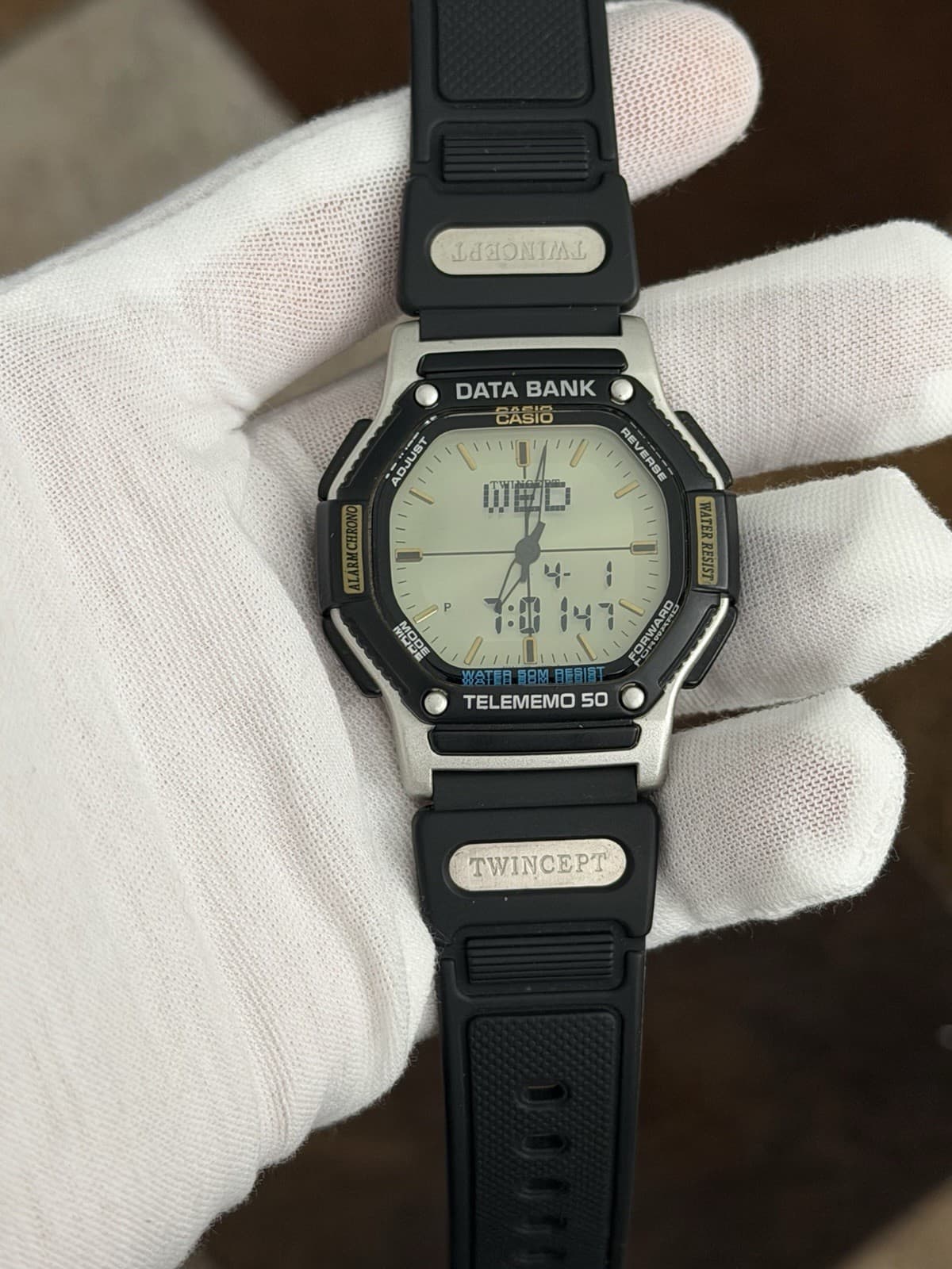 Rare Vintage Casio Twincept Data Bank ABX-58 Men’s Ana-Digi Sports Watch JDM 90s - Image 1
