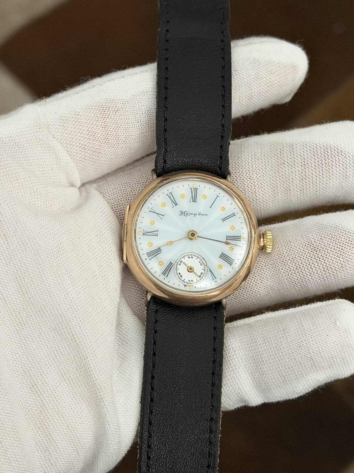 Vintage Hampden Art Deco Fancy Enamel Dial Lever Set Men’s Classic Dress Watch - Image 1