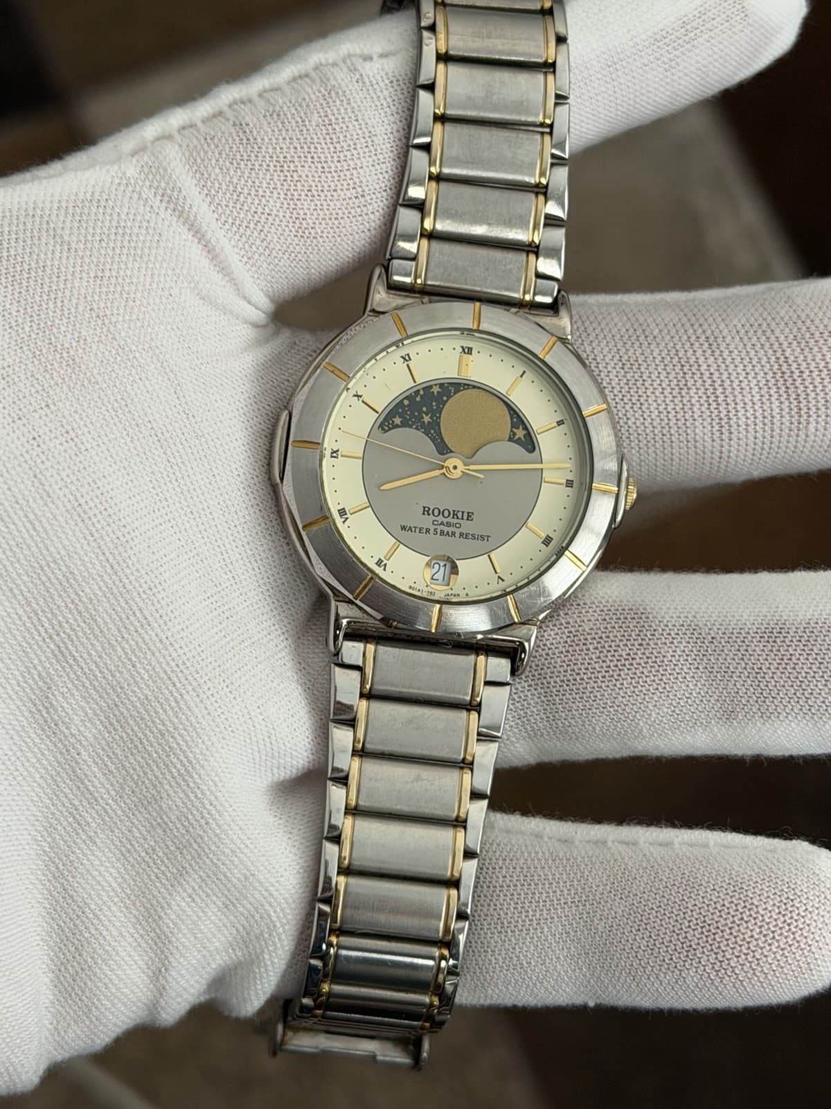 Rare Vintage Casio Rookie RKM-371 Moon Phase Men’s Classic Dress Watch JDM 1980s - Image 1