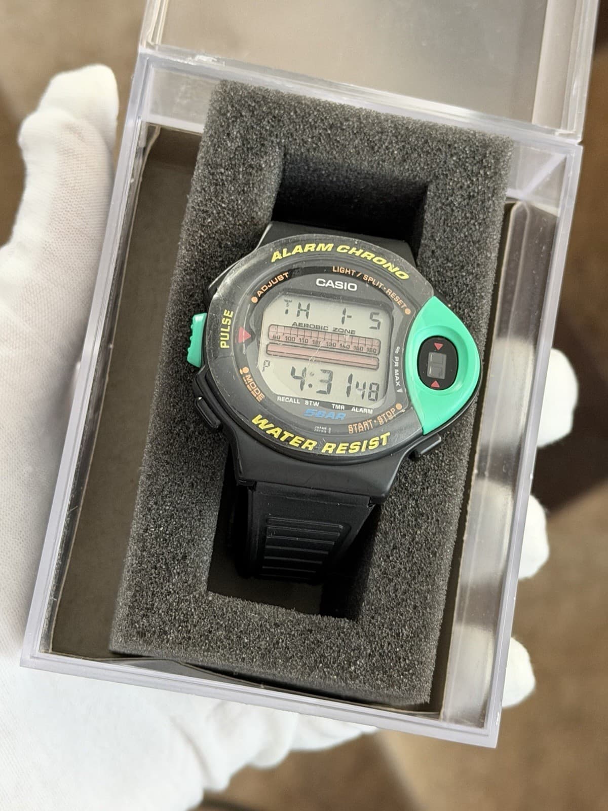 NOS Rare Vintage Casio JP-200W Aerobic Pulse Monitor Digital Sports Watch JDM - Image 1