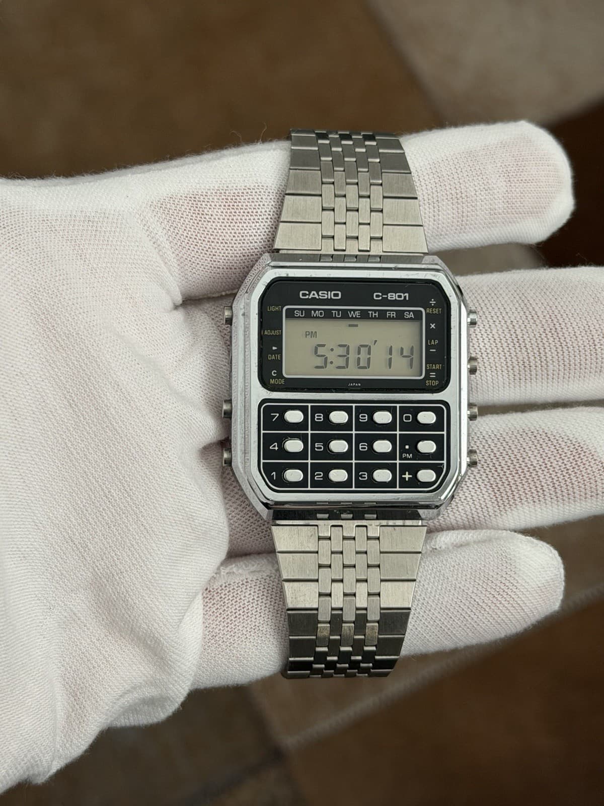 Rare Vintage Casio C-801 Men’s Digital Calculator Watch JDM 1980s Module 133 - Image 1