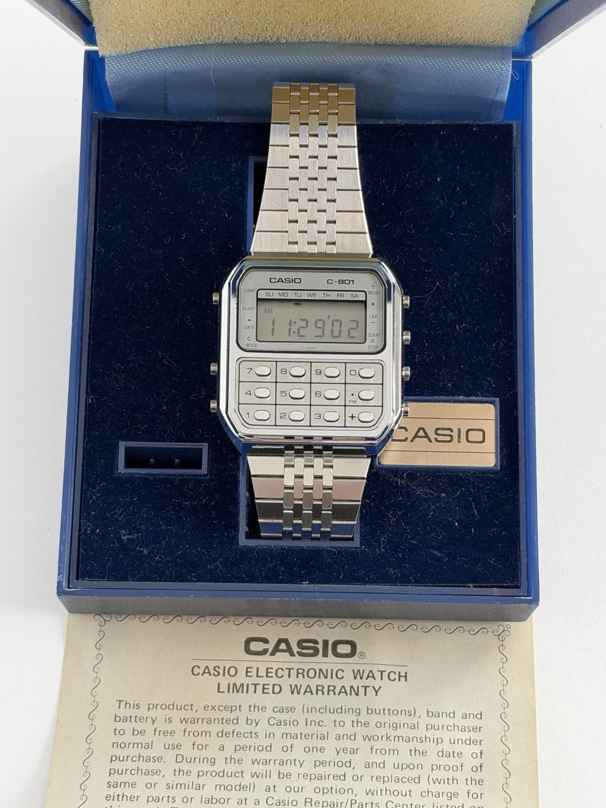 Casio C-801 Men’s Vintage Digital Calculator Sports Watch Module 133 JDM 1980s