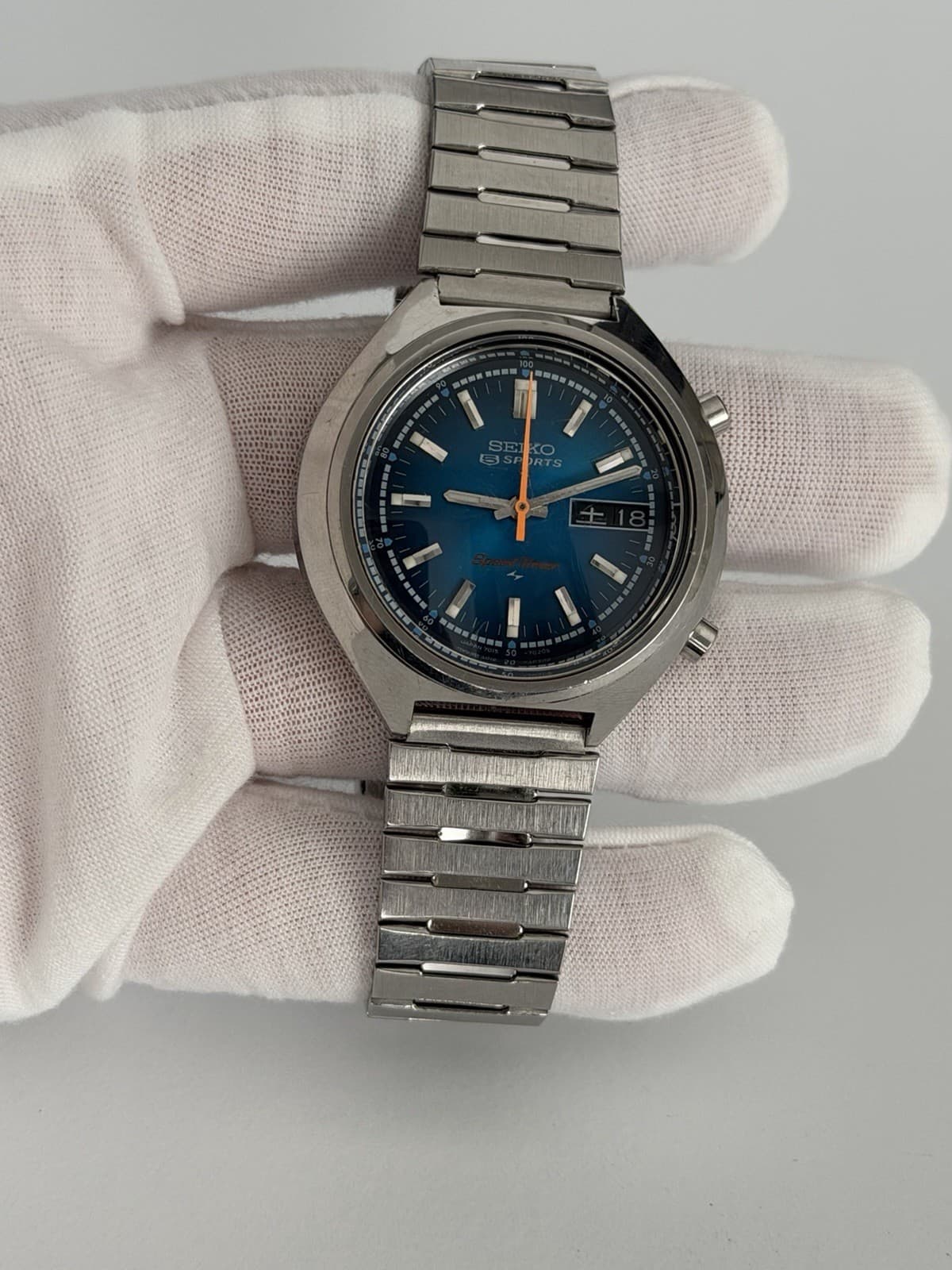 Seiko 5 Sports Speedtimer 7015-7000 Vintage Automatic Chronograph Watch JDM 70s