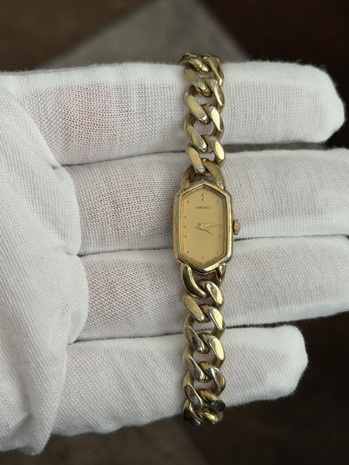 Rare Vintage Seiko 2E20-5360 Men’s Cuban Link Bracelet Dress Watch JDM 1980s