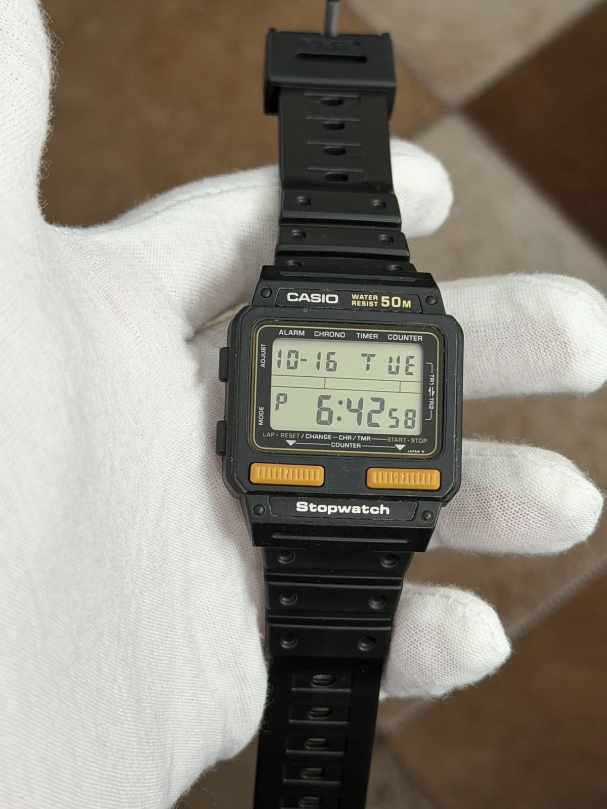 Rare Vintage Casio S-50W Stopwatch Men’s Digital Sports Watch JDM 80s Module 211 - Image 1