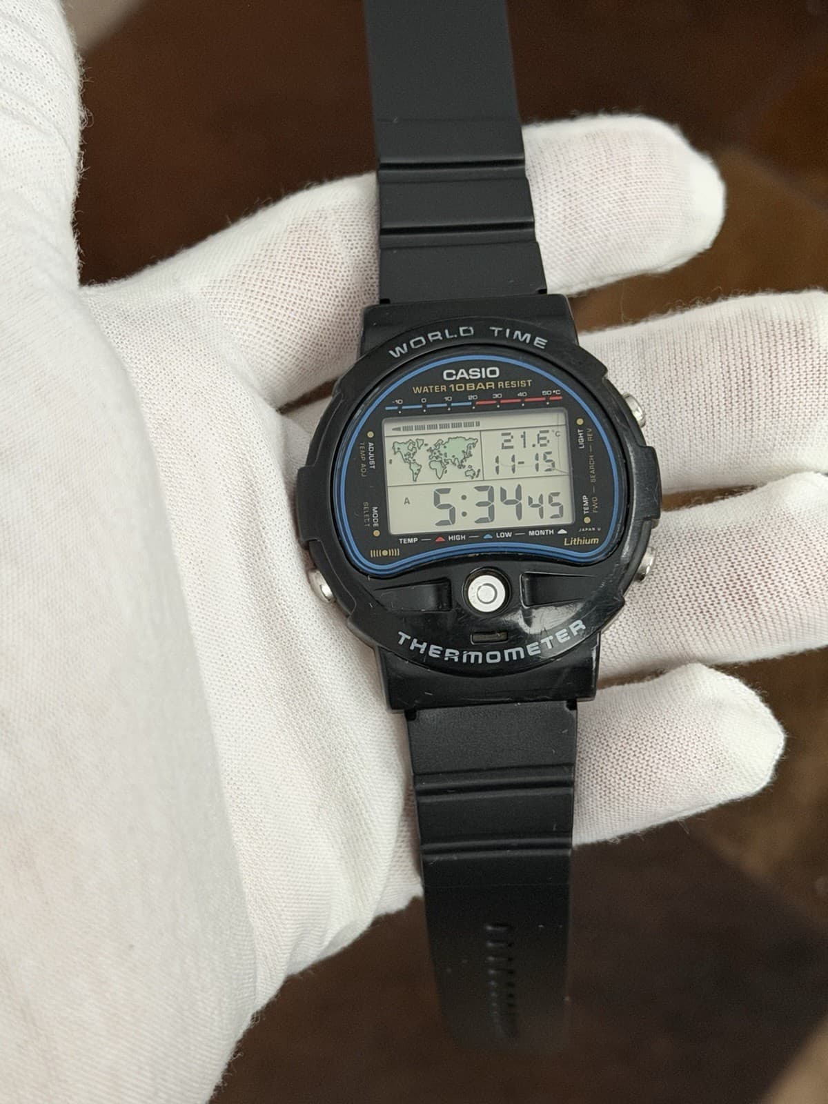 Rare Vintage Casio World Time Thermometer TS-150 Men’s Digital Sports Watch JDM - Image 1