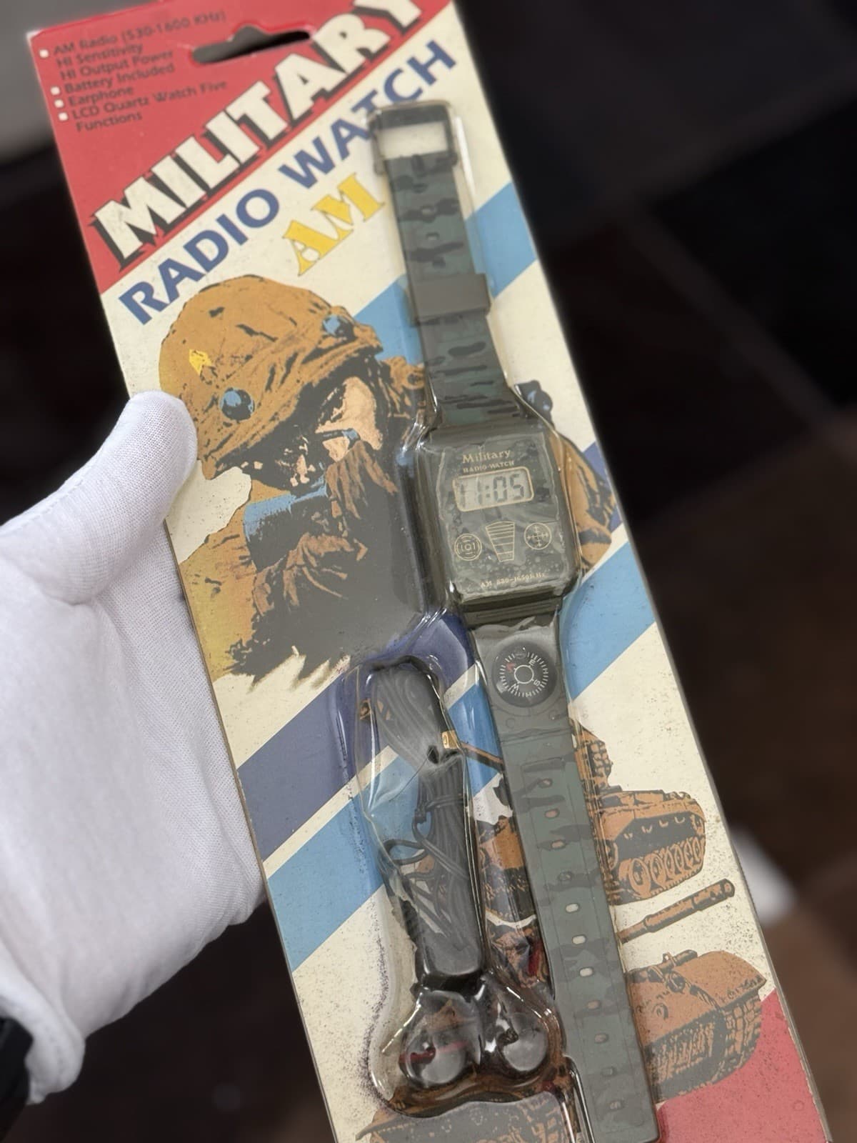 NOS Vintage Military AM Radio Men’s Digital Gadget Watch 1980s - Image 1