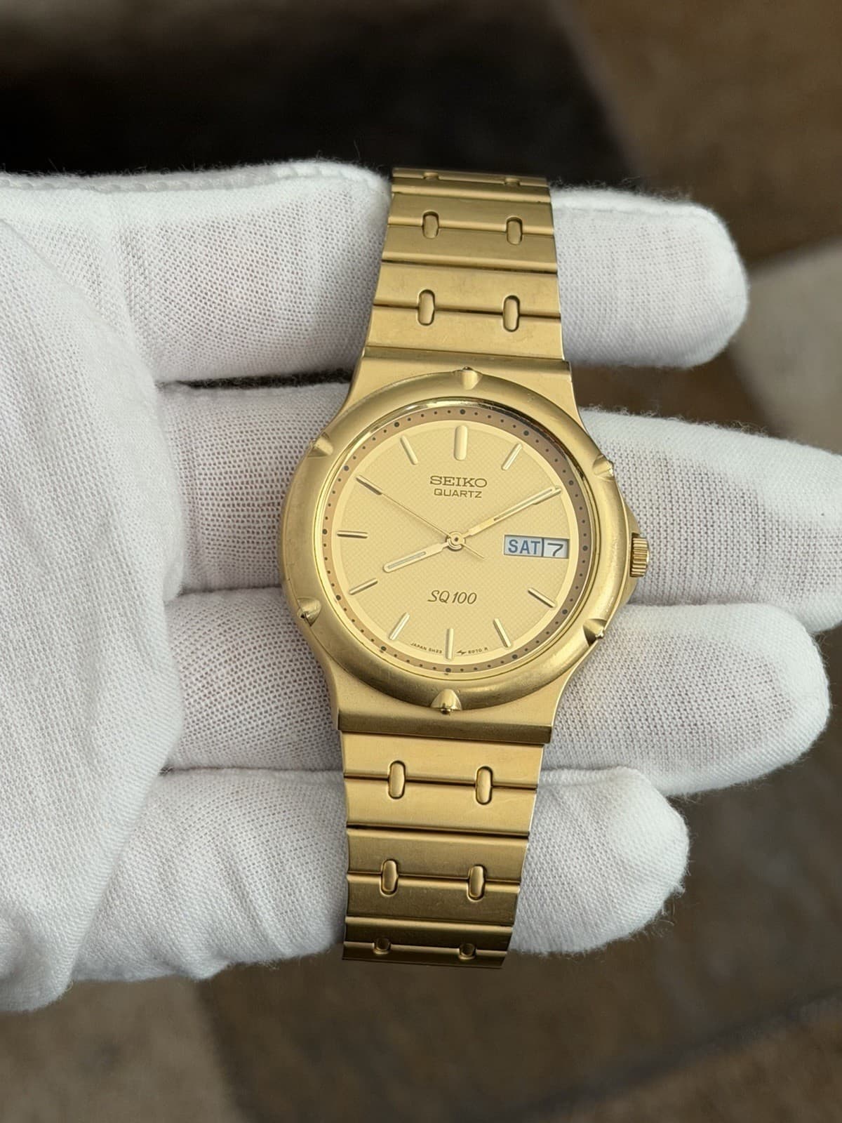 Rare Vintage Seiko SQ 100 Men’s Classic Quartz Dress Watch 5H23-6070 JDM 1980s