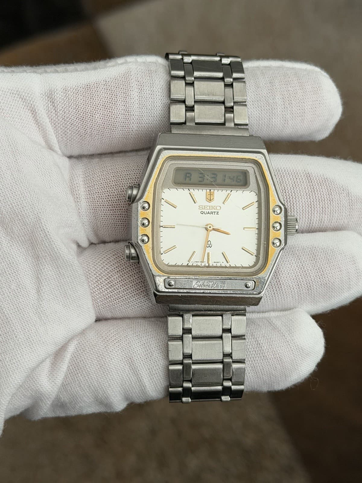 Rare Vintage Seiko Silver Wave H357-5140 Men’s Ana-Digi Sports Watch JDM 1980s