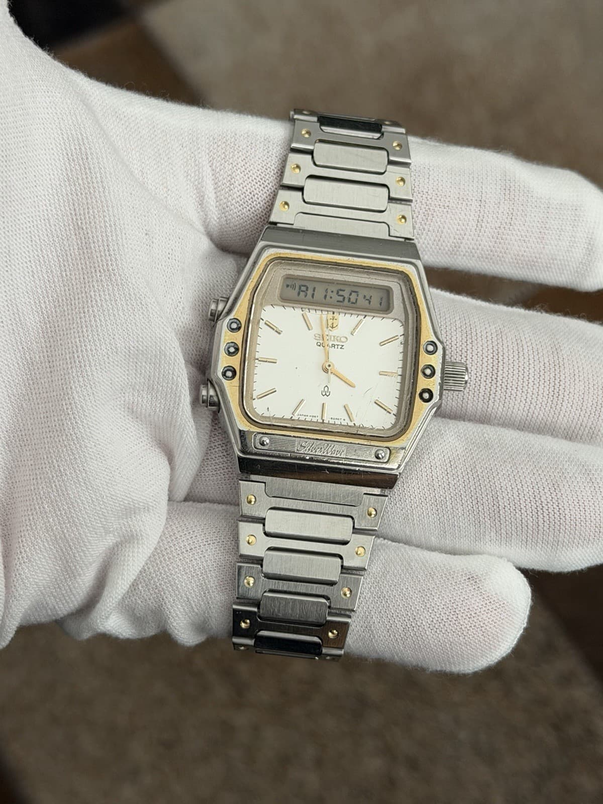 Rare Vintage Seiko Silver Wave H357-5140 Men’s Ana-Digi Sports Watch JDM 1980s