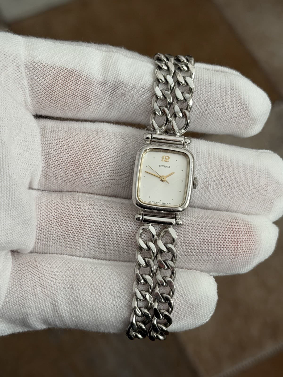 Rare Vintage Seiko 2021-5360 Fancy Cuban Link Bracelet Dress Watch JDM 1980s