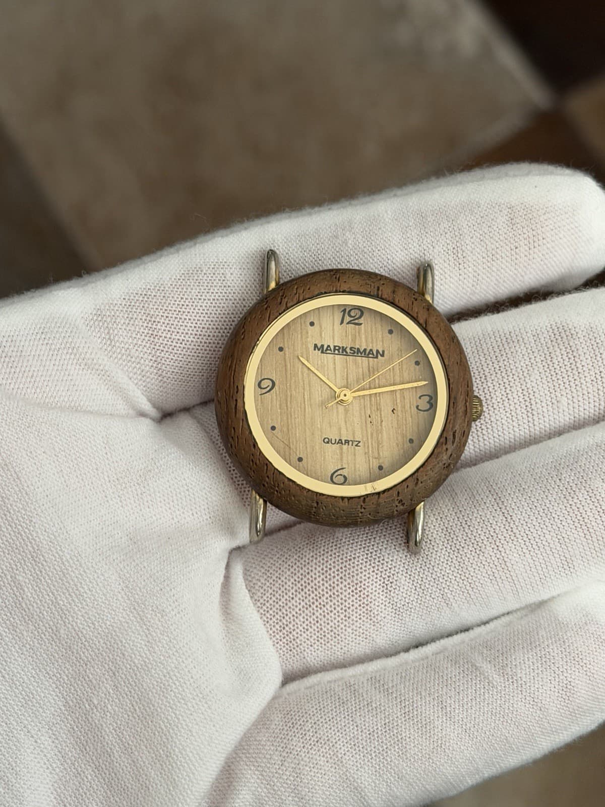 Marksman Quartz Men’s Wood Case Vintage Dress Watch JDM 1990s