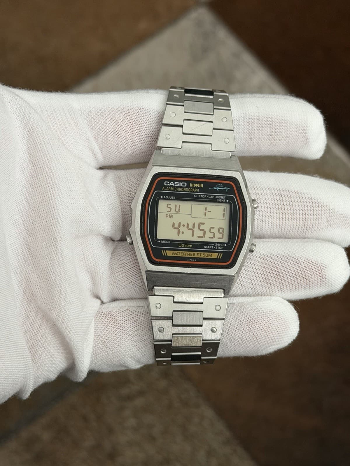 Rare Vintage Casio Marlin W-35 Alarm Chronograph Digital Sports Watch JDM 1980s