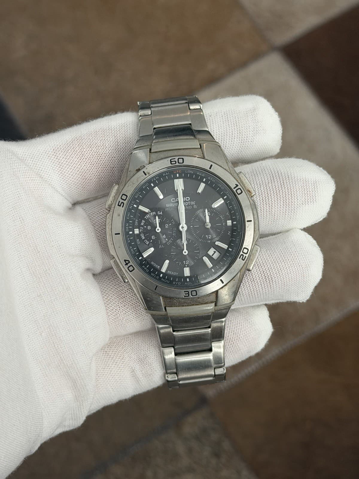 Rare Vintage Casio Wave Ceptor WVQ-M410 Tough Solar World Time Radio Watch JDM - Image 1