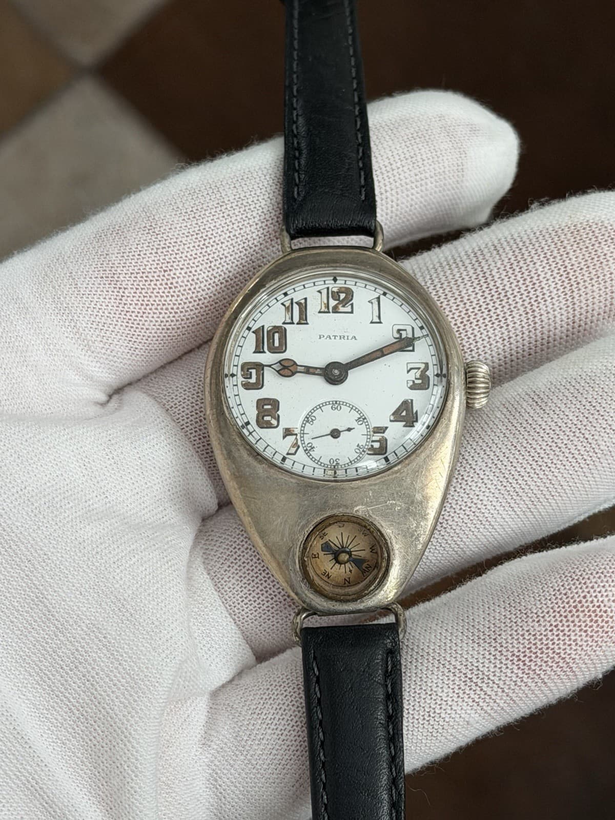 Vintage Patria WWI Sterling Silver 15J Swiss Compass Military Trench Watch - Image 1