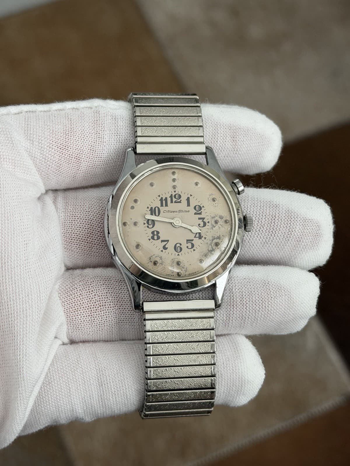 Rare Vintage Citizen Shine Manual Wind Men’s Flip Top Braille Watch JDM 1960s - Image 1