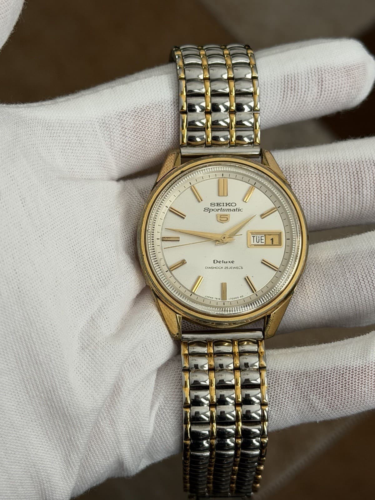 Rare Vintage Seiko 5 Sportsmatic Deluxe 7619-7010 Men’s Automatic Watch JDM 60s - Image 1