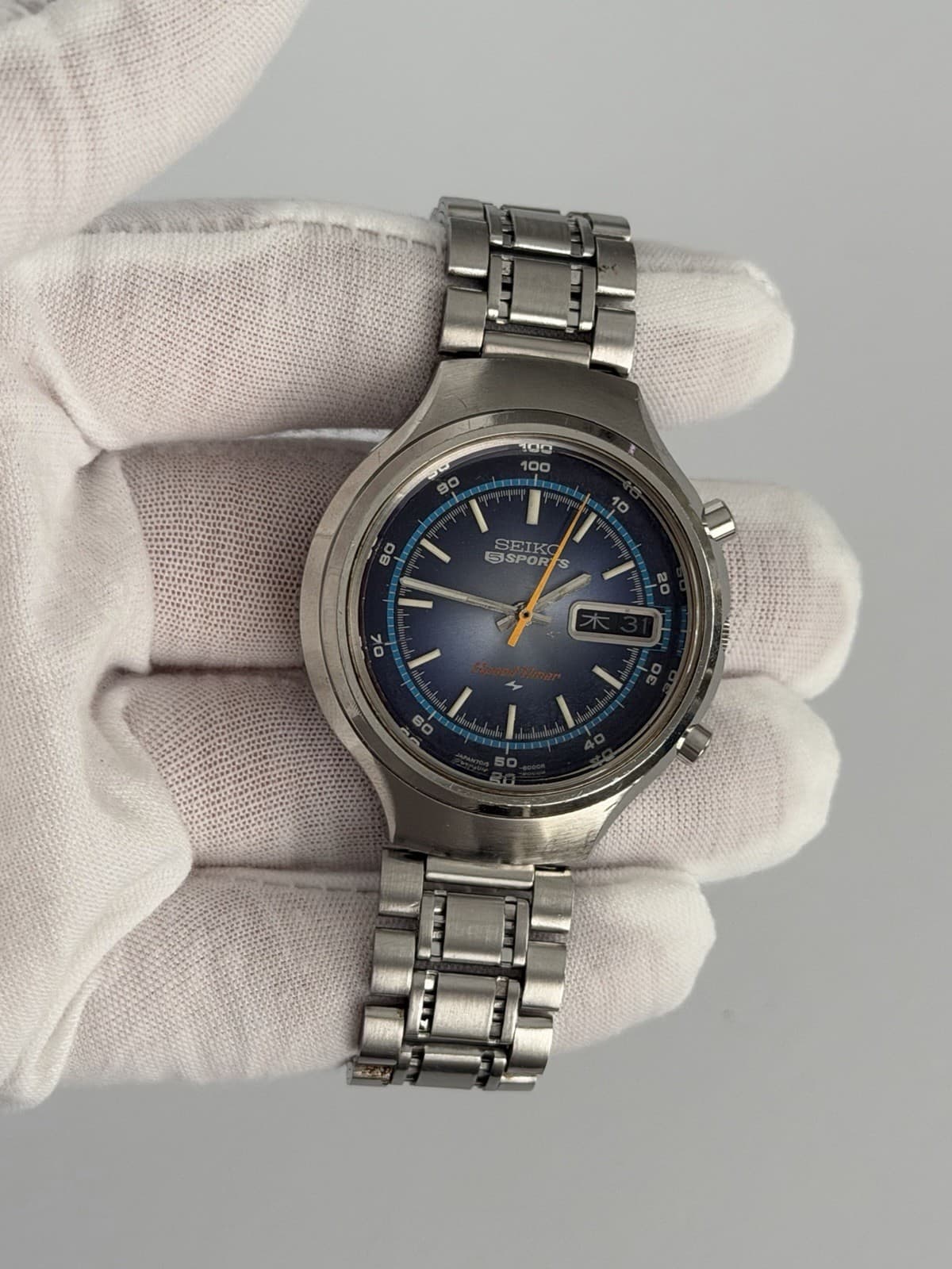 Seiko 5 Sports Speedtimer 7015-8000 Vintage Automatic Chronograph Watch JDM 70s
