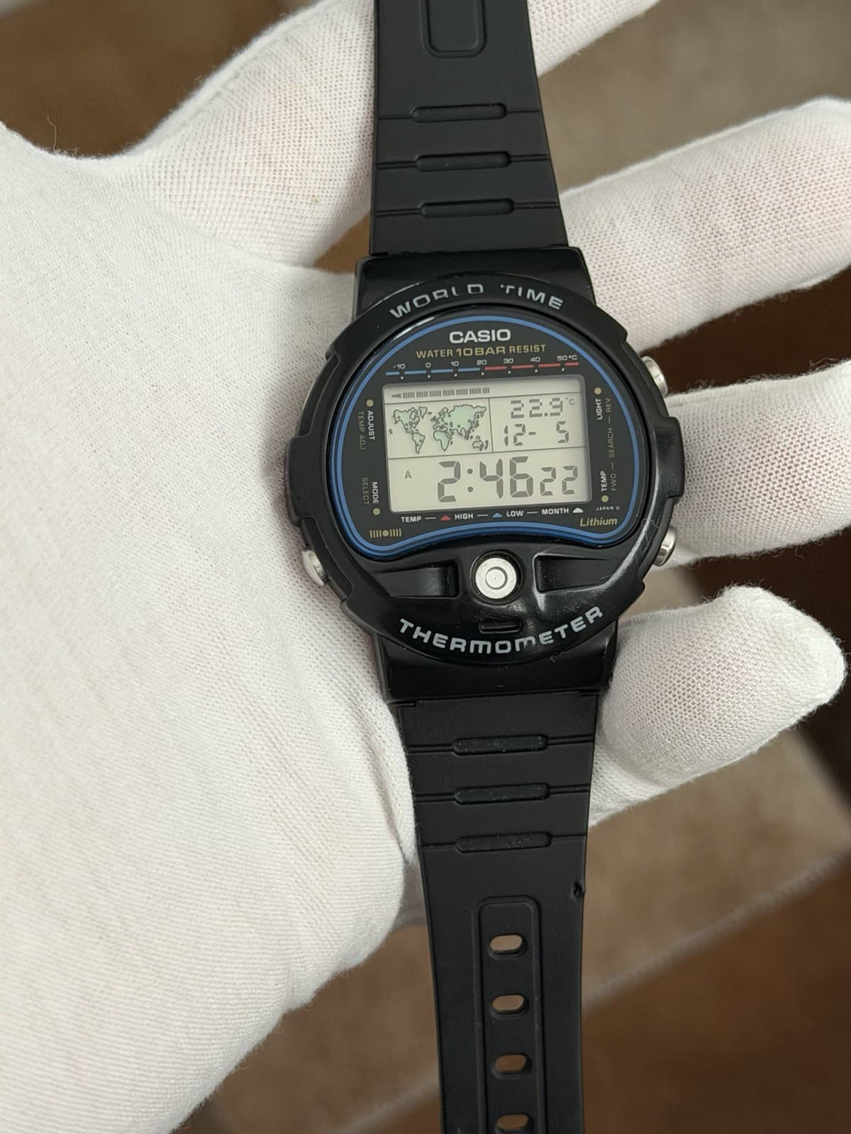 Rare Vintage Casio World Time Thermometer TS-150 Men’s Digital Sports Watch JDM - Image 1