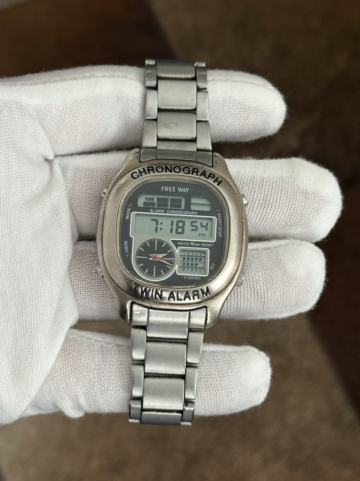 Rare Vintage Citizen Free Way Chronograph Twin Alarm Ana-Digi Men’s Watch JDM - Image 1