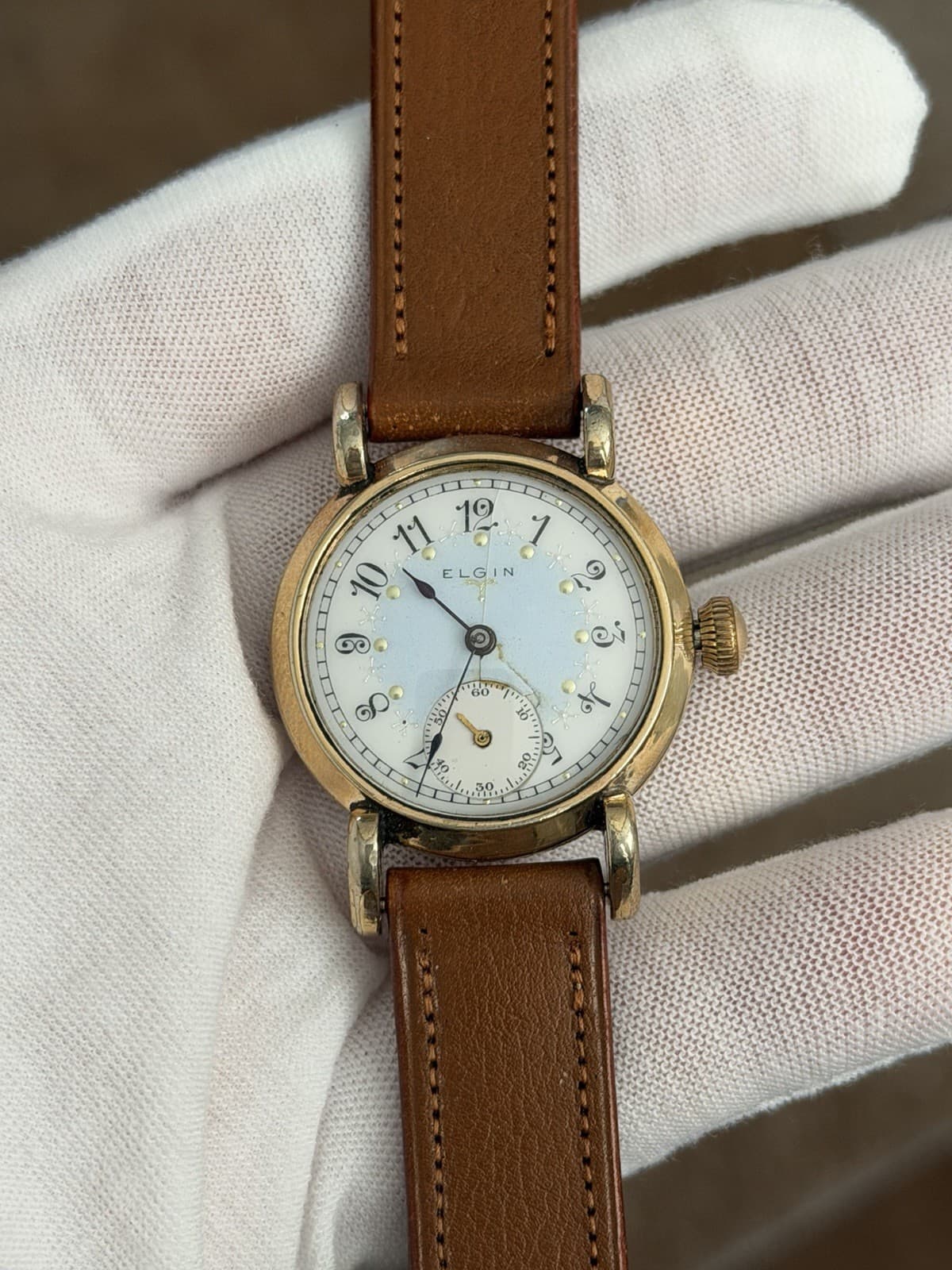 Vintage Elgin Art Deco Fancy Enamel Dial 7J Men’s Classic Dress Watch 1920s - Image 1