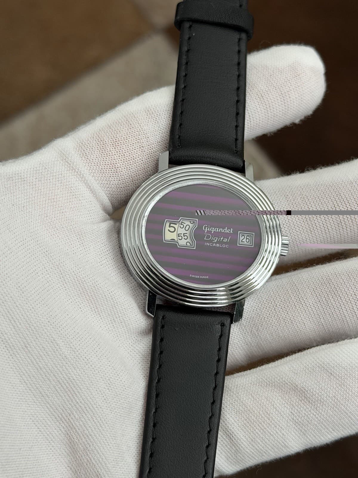 Rare Vintage Gigandet Digital Incabloc Swiss Manual Wind Jump Hour Dress Watch - Image 1