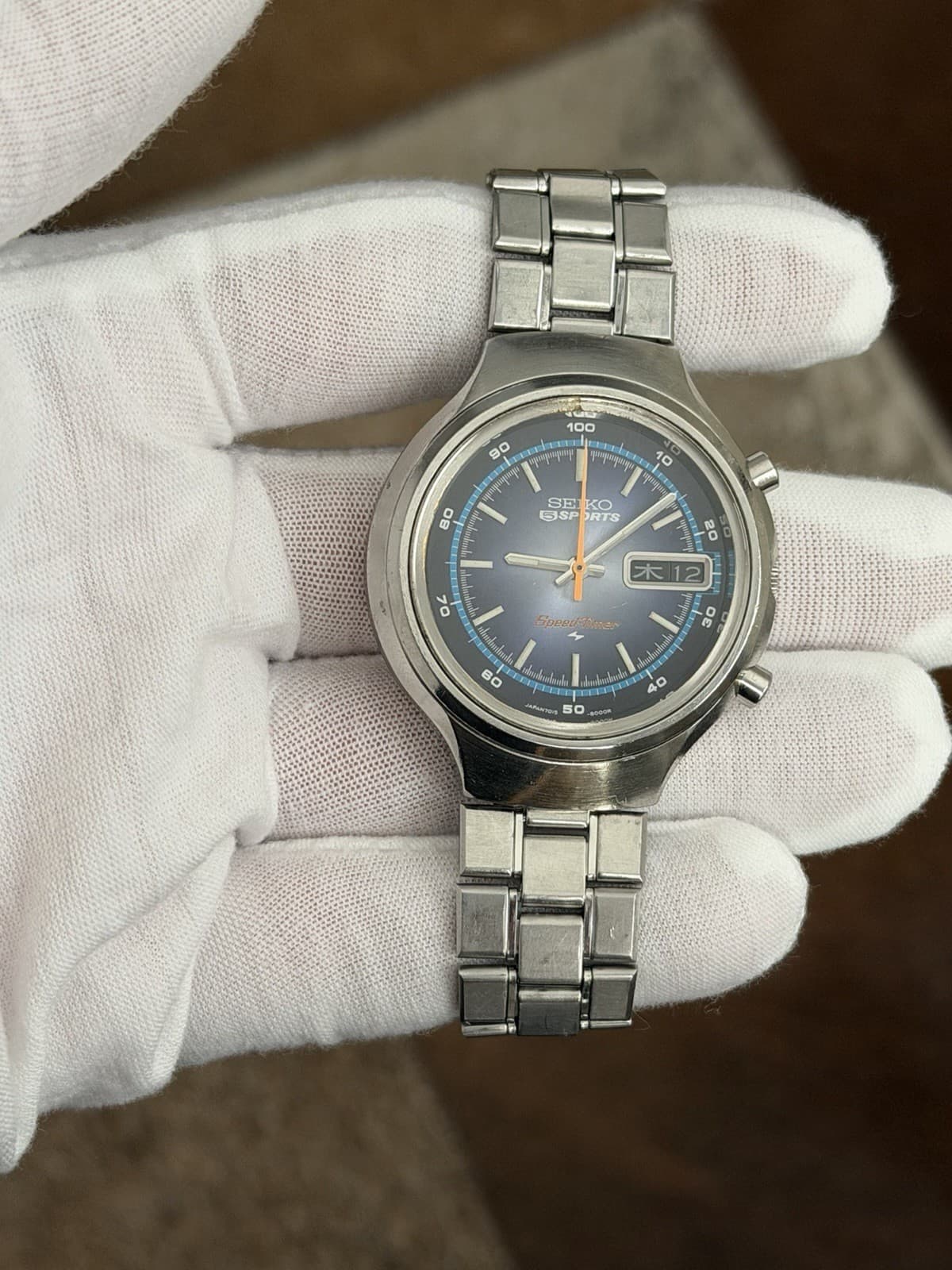 Seiko 5 Sports Speedtimer 7015-8000 Vintage Automatic Chronograph Watch JDM 70s