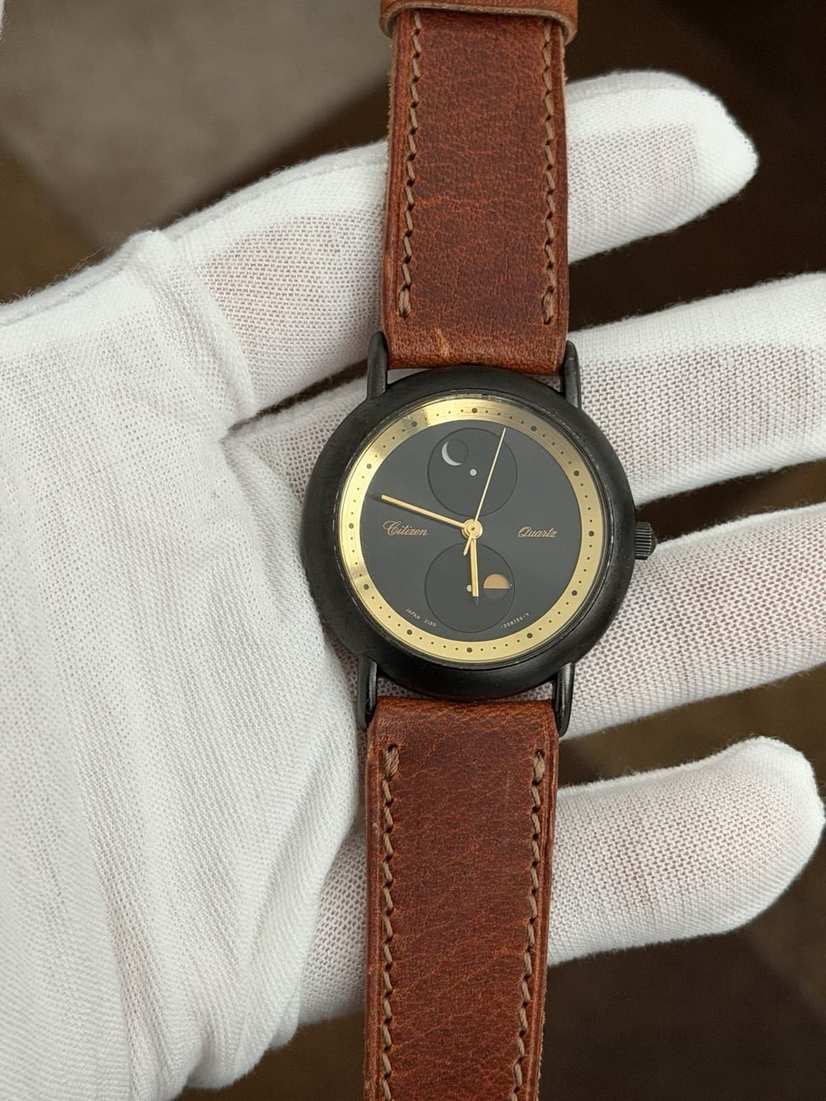 Rare Vintage Citizen Quartz Moon & Sun Phase Men’s Classic Dress Watch JDM 1980s - Image 1