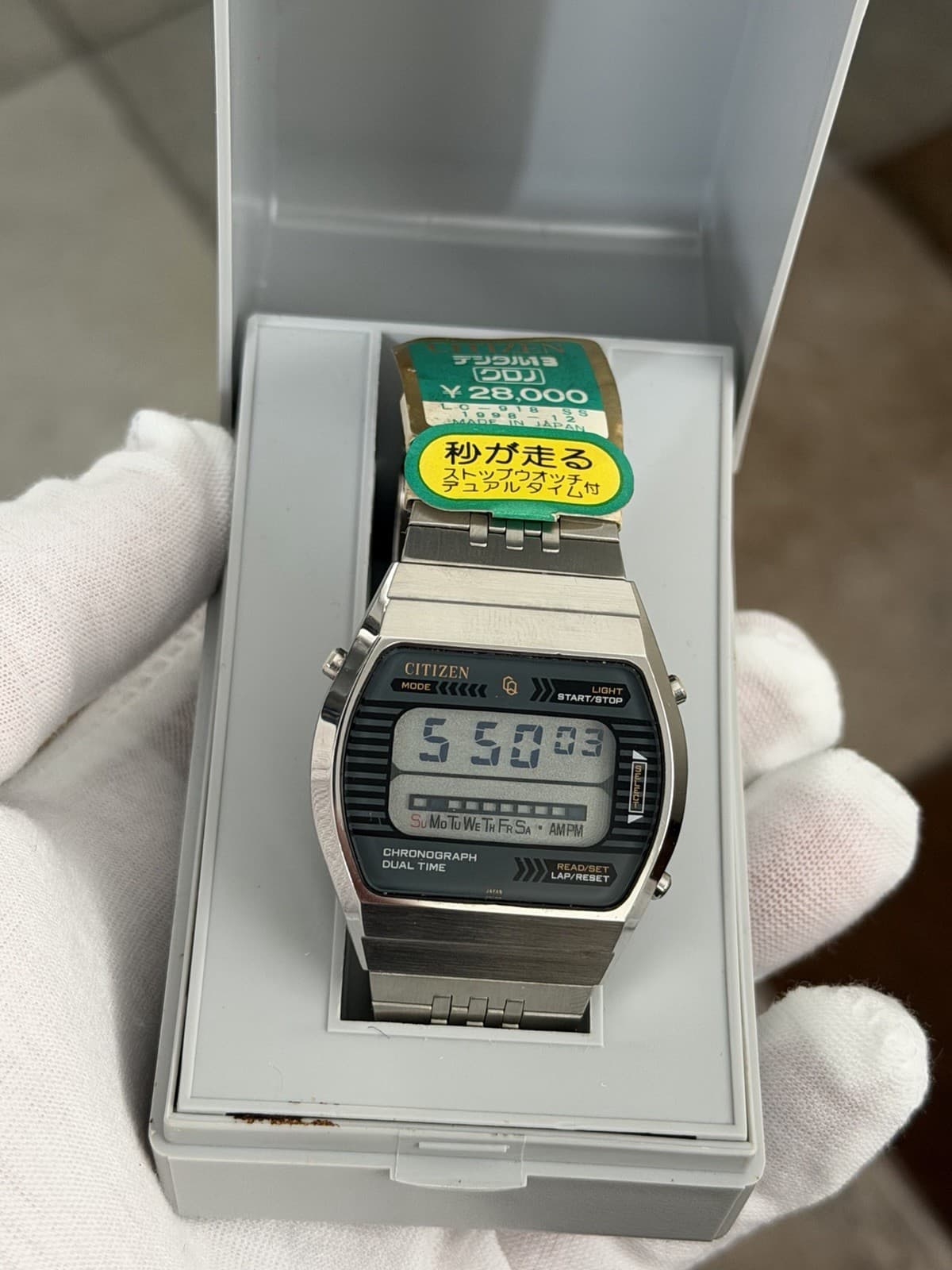 NOS Rare Vintage Citizen Chronograph Dual Time 40-4039 Digital Sports Watch JDM - Image 1