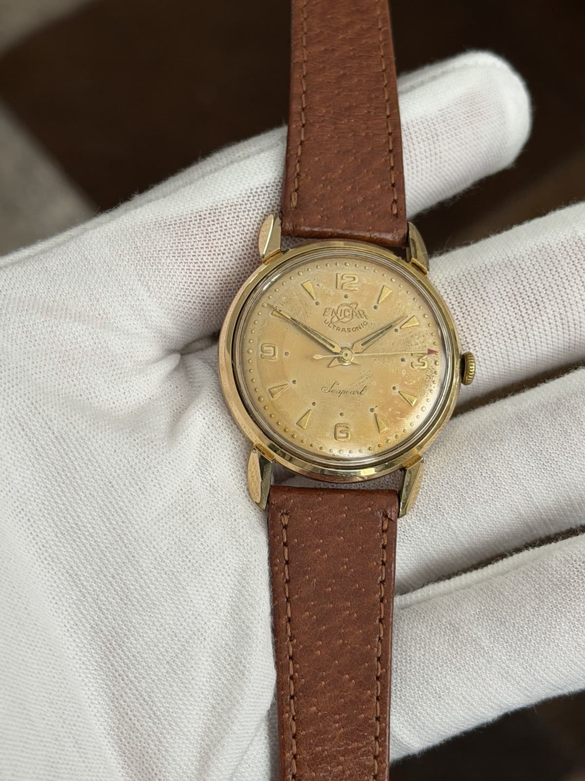 Vintage Enicar Ultrasonic Seapearl Brevet Swiss 17J Manual Dress Watch Watch 50s