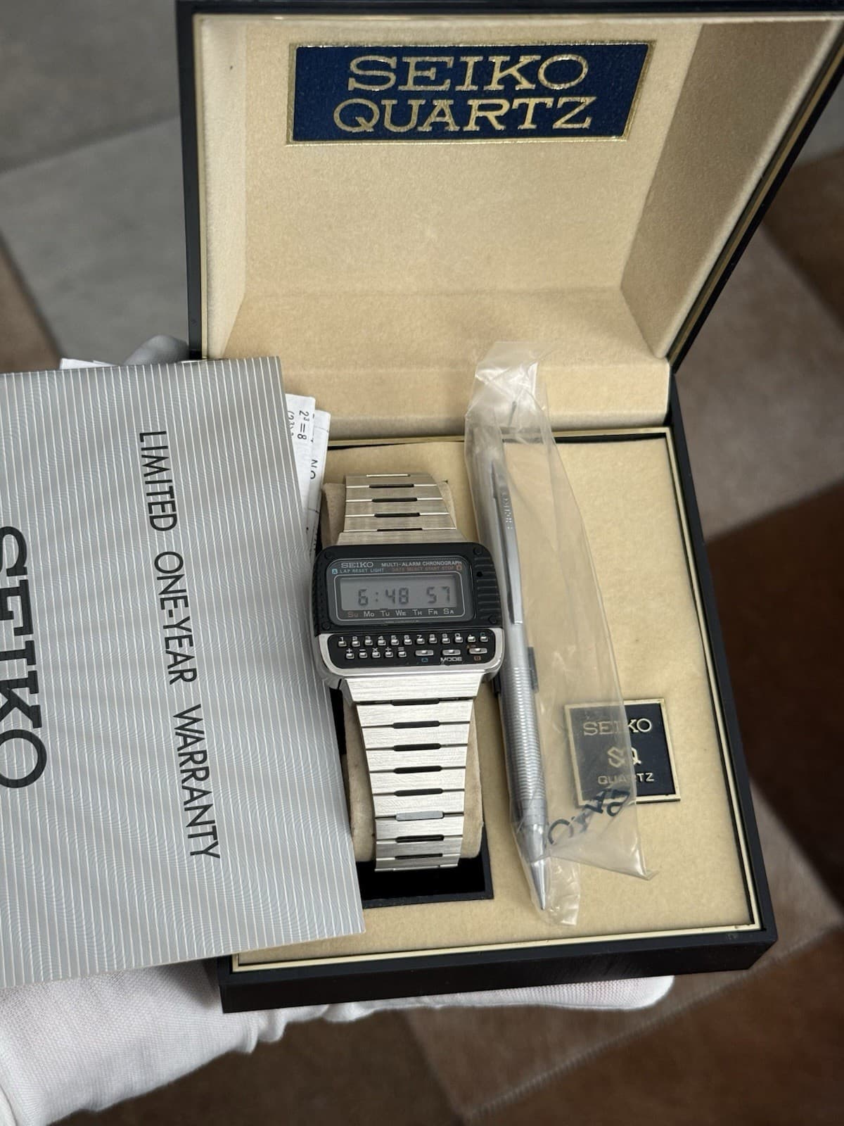 NOS Vintage Seiko Multi-Alarm Chronograph Calculator C439-5010 Digital Watch JDM - Image 1