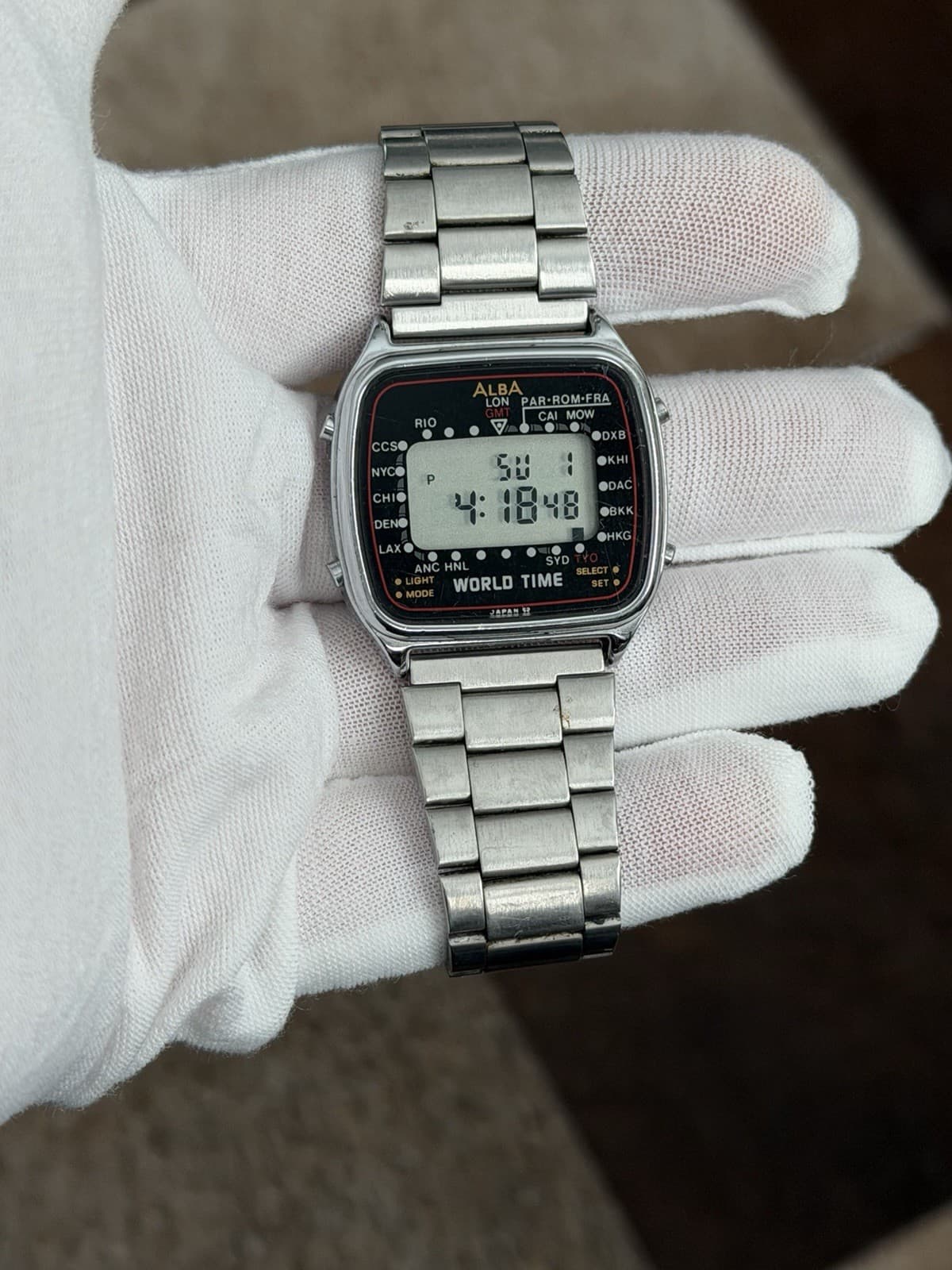 Rare Vintage Alba World Time W308-4000 Men’s Digital Sports Travel Watch JDM 80s - Image 1