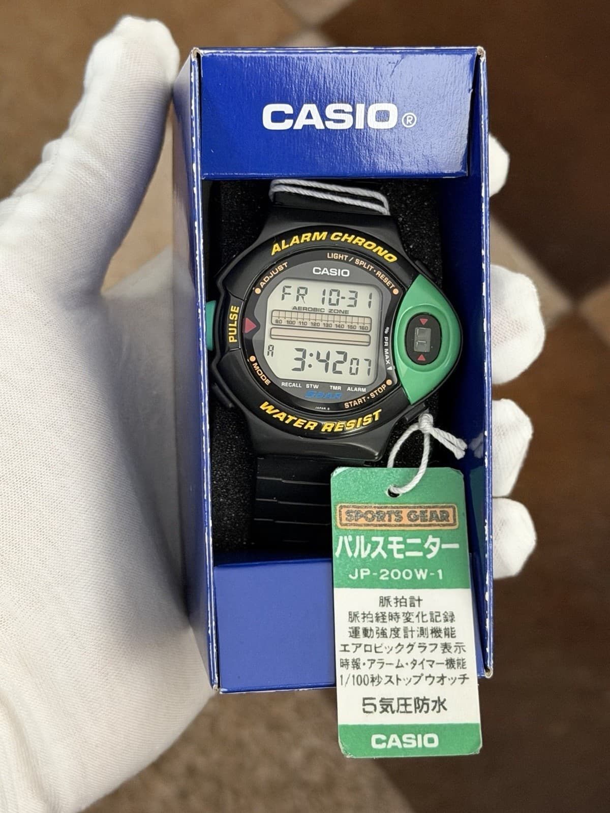 NOS Rare Vintage Casio JP-200W Aerobic Pulse Monitor Digital Sports Watch JDM - Image 1