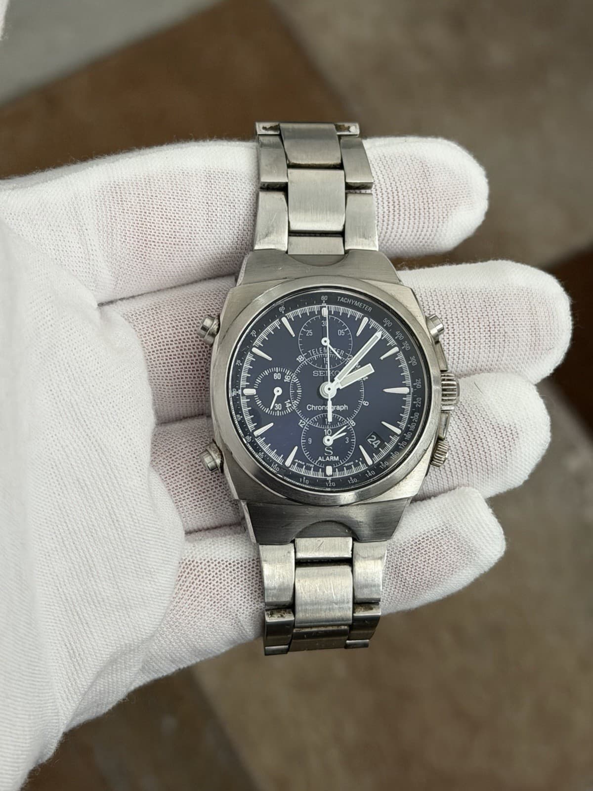 Rare Vintage Seiko Telemeter Chronograph Alarm 7T32-9000 Men’s Sports Watch JDM - Image 1