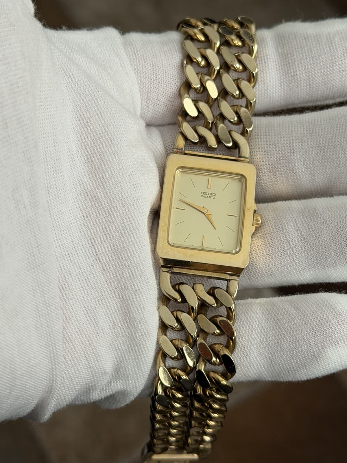 Rare Vintage Seiko 2C20-6420 Men’s Cuban Link Bracelet Dress Watch JDM 1980s