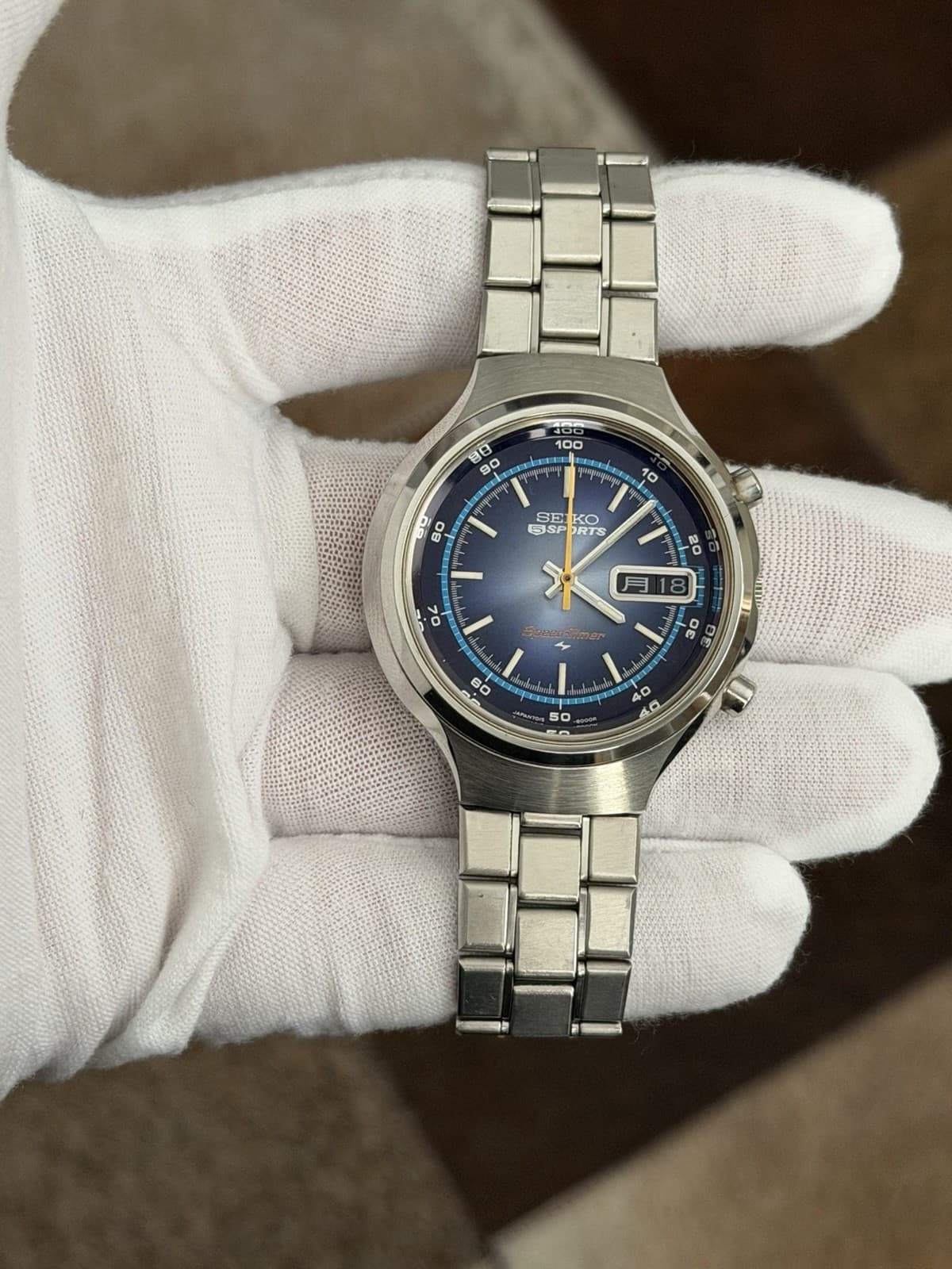 Seiko 5 Sports Speedtimer 7015-8000 Vintage Automatic Chronograph Watch JDM 70s